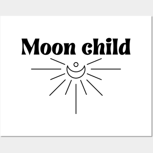 Moon Child with a crescent moon Posters and Art